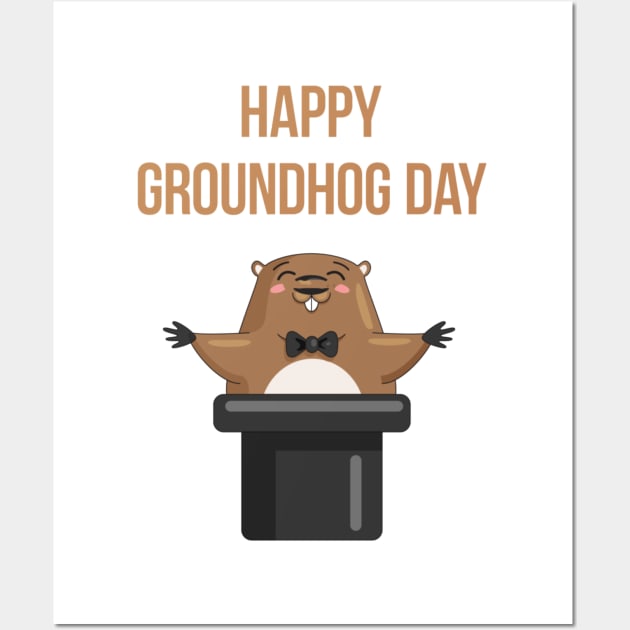 Happy Groundhog Day 2018 Wall Art by asheribtllo